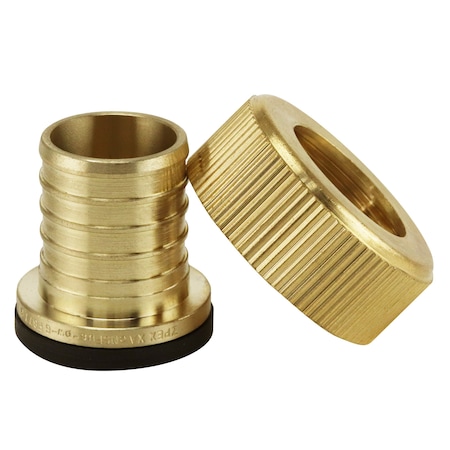1 In. Brass PEX Barb X 1 In. NPSM Swivel Manifold Inlet Adapter